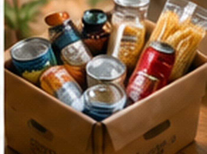 A box of donated food